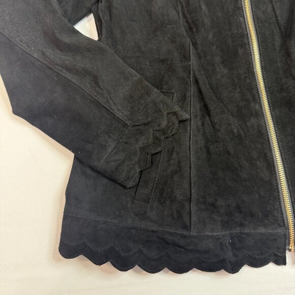 NWOT! Black Suede Leather Jacket - Dennis Basso SIZE 14 - Picture 6 of 10